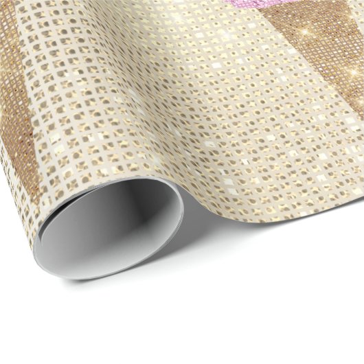 Ice Cream Mint Green Pink Ivory Metallic Sparkly Cadeaupapier (Rol Hoek)