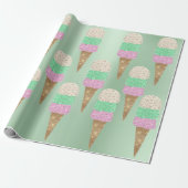 Ice Cream Mint Green Pink Metallic Summer Cadeaupapier (Uitgerold)