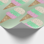 Ice Cream Mint Green Pink Metallic Summer Cadeaupapier (Hoek)
