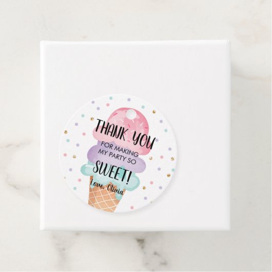 Ice Cream Mint Pink Paars Sweet Girl Birthday Bedankjes Labels (In situ)