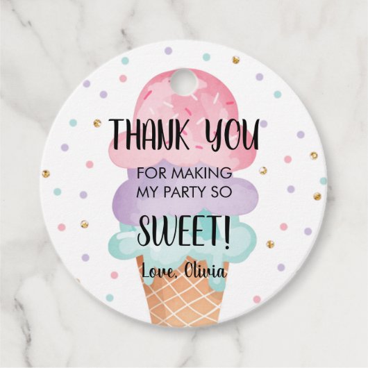 Ice Cream Mint Pink Paars Sweet Girl Birthday Bedankjes Labels (Voorkant)