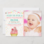 Ice Cream Mint Pink Party Verjaardagsuitnodiging Kaart (Voorkant)