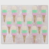 Ice Cream Mint Pink Pastel Ivory Sparkly Sweet Cadeaupapier (Vlak)