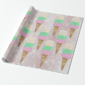 Ice Cream Mint Pink Pastel Ivory Sparkly Sweet Cadeaupapier (Uitgerold)