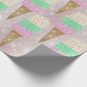 Ice Cream Mint Pink Pastel Ivory Sparkly Sweet Cadeaupapier