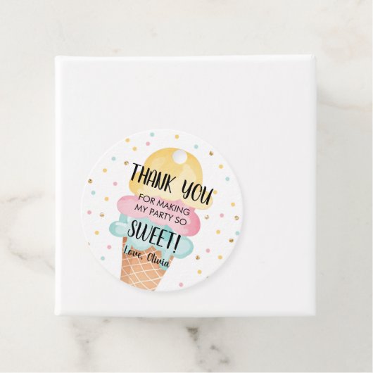 Ice Cream Mint Pink Yellow Sweet Girl Bedankjes Labels (In situ)