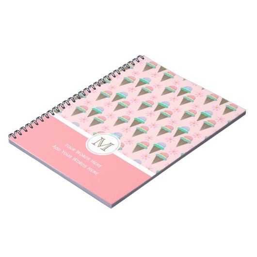 Ice Cream Monogram Notitieboek (Linkerzijde)