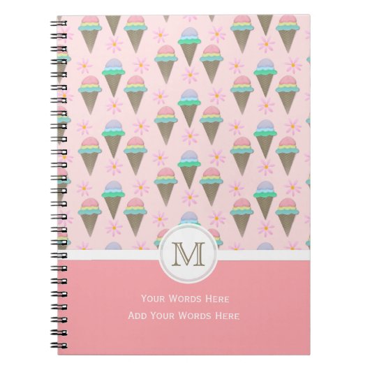 Ice Cream Monogram Notitieboek (Voorkant)