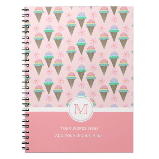 Ice Cream Monogram Notitieboek (Voorkant)