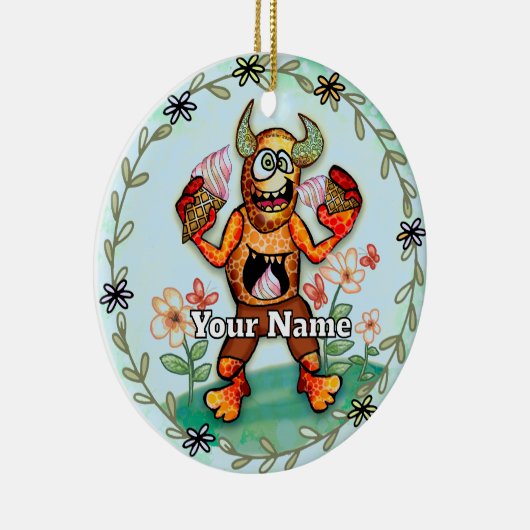 Ice Cream Monster Keramisch Ornament (Rechts)