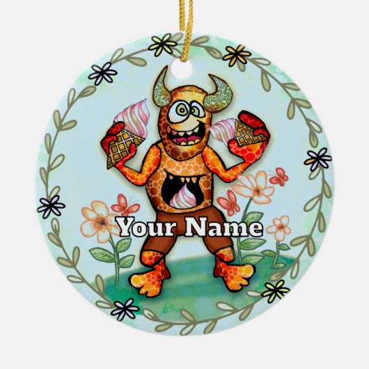 Ice Cream Monster Keramisch Ornament (Voorkant)