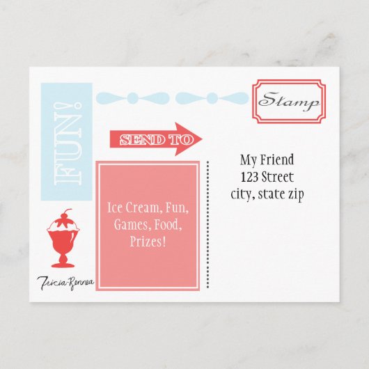 Ice Cream nodig Uitnodiging Briefkaart (Achterkant)