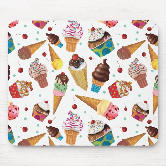 Ice Cream Novelty Print Muismat, wit Muismat (Voorkant)