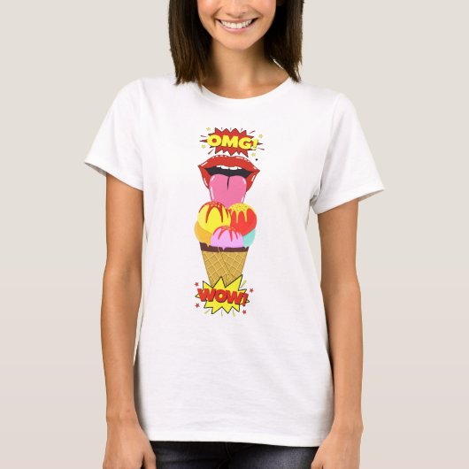 Ice Cream OMG WOW - illustratie Pop kunst T-shirt (Voorkant)