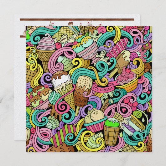 Ice Cream Onweerstaanbare Uitnodigingen voor Feest (Voorkant / Achterkant)