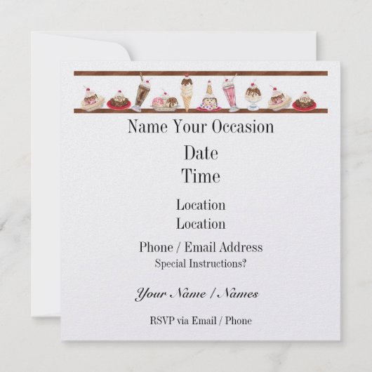 Ice Cream Onweerstaanbare Uitnodigingen voor Feest (Achterkant)