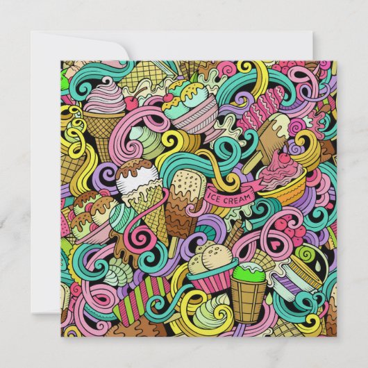Ice Cream Onweerstaanbare Uitnodigingen voor Feest (Voorkant)