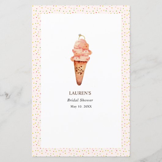 Ice Cream Opgeschept Bruids Bingo spel (Achterkant)