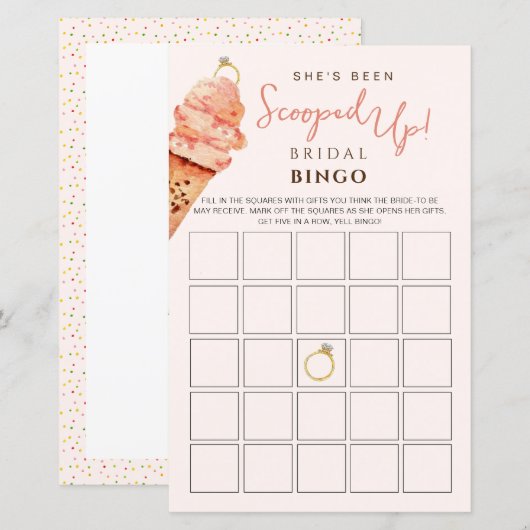 Ice Cream Opgeschept Bruids Bingo spel (Voorkant / Achterkant)