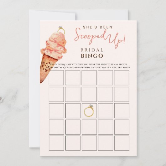 Ice Cream Opgeschept Bruids Bingo spel Kaart (Voorkant)