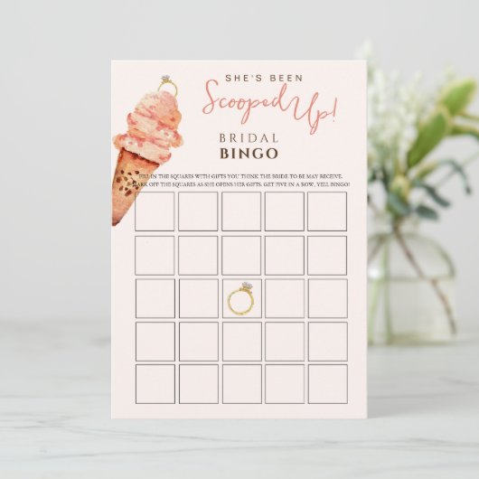 Ice Cream Opgeschept Bruids Bingo spel Kaart (Staand voorkant)
