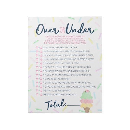 Ice Cream Over of Onder Douche Game Pack Notitieblok (Linkerzijde)