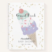 Ice Cream Paarse Baby shower Gastenboek Notitieboek (Voorkant)