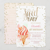 Ice Cream Paint Splash Diamonds Stripe Verjaardag Kaart (Voorkant / Achterkant)