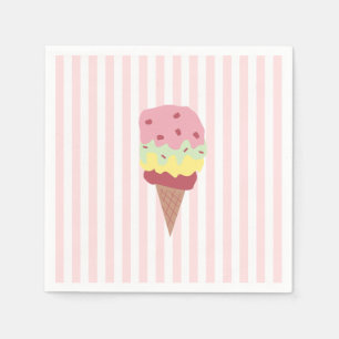 Ice Cream Painting Tropische Roze Streep Servet