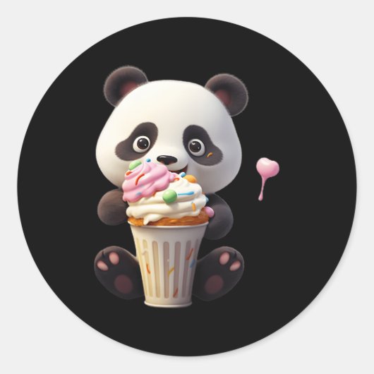 Ice Cream Panda Beer Delicious Teddy Bear Icecream Ronde Sticker (Voorkant)