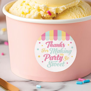 Ice Cream Parlor Awning Bedankt Verjaardagsfeest Ronde Sticker