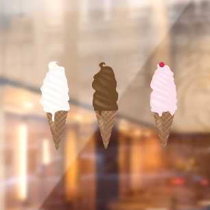 Ice Cream Parlor Cones Window Cling Raamsticker