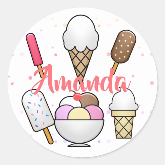 Ice Cream Parlor Dream Ronde Sticker (Voorkant)