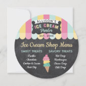 Ice Cream Parlor Fun Kids Birthday Party Menu Kaar Kaart (Voorkant)