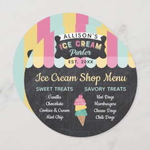 Ice Cream Parlor Fun Kids Birthday Party Menu Kaar Kaart