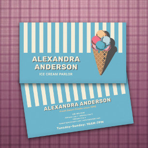 Ice Cream Parlor - Gestreept en  Visitekaartje