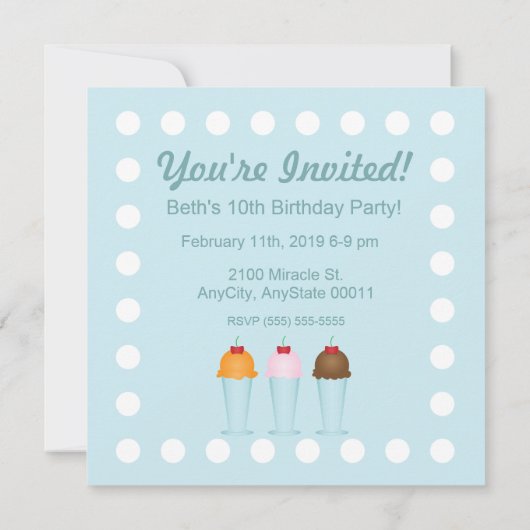 Ice Cream Parlor Kaart (Achterkant)