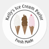 Ice Cream Parlor Logo 1,5 inch Ronde Sticker (Voorkant)
