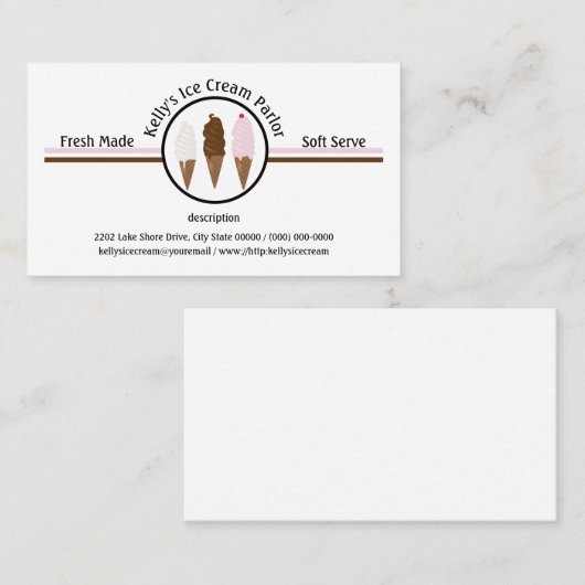 Ice Cream Parlor Logo Custom Visitekaartje (Voorkant / Achterkant)