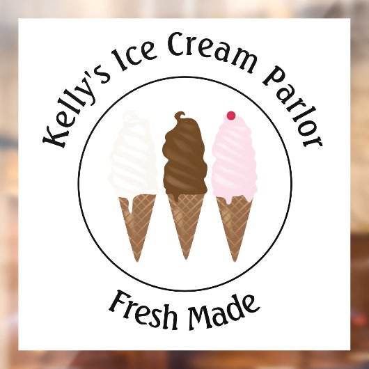 Ice Cream Parlor Logo Raamsticker (Vel 2)