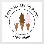 Ice Cream Parlor Logo Raamsticker (Vel)