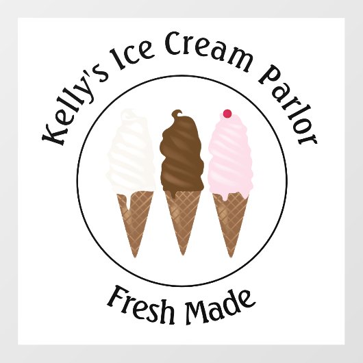 Ice Cream Parlor Logo Raamsticker (Vel)