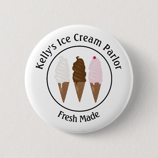 Ice Cream Parlor Logo Ronde Button 5,7 Cm (Voorkant)