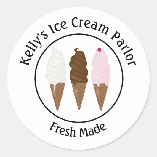 Ice Cream Parlor Logo Ronde Sticker (Voorkant)