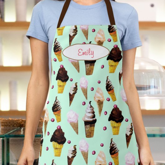 Ice Cream Parlor Mint Green Personalized Schort