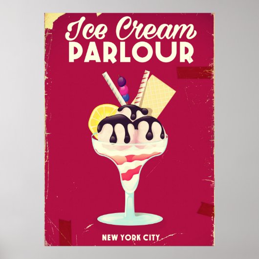 Ice Cream Parlor oude Sign Poster (Voorkant)