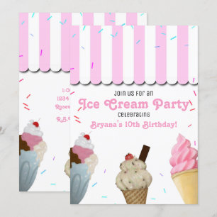 Ice Cream Parlor Party Birthday Celebrink I Kaart