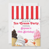 Ice Cream Parlor Party Verjaardagsfeest in het roo Kaart (Voorkant)