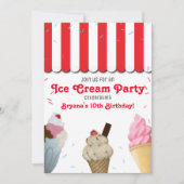 Ice Cream Parlor Party verjaardagsfeest rood Kaart (Voorkant)