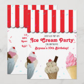 Ice Cream Parlor Party verjaardagsfeest rood Kaart (Voorkant / Achterkant)